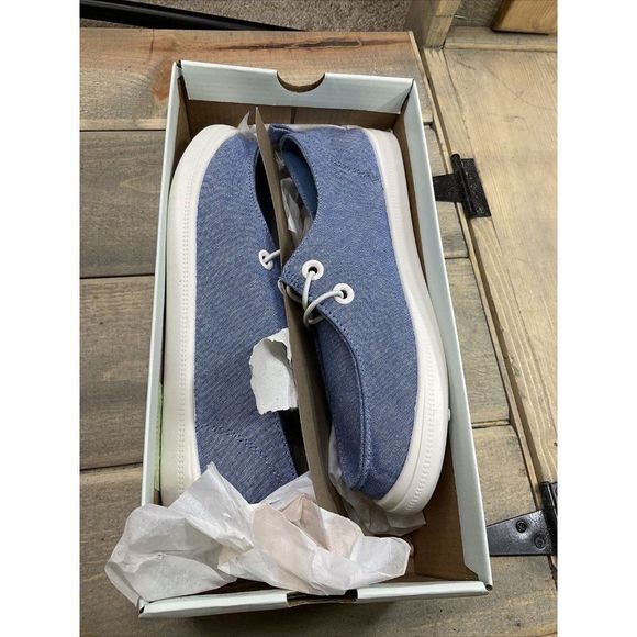 So Edenn Women's Moc Toe Slip-On Sneakers Blue White US 6.5 Chambray - Picture 10 of 10